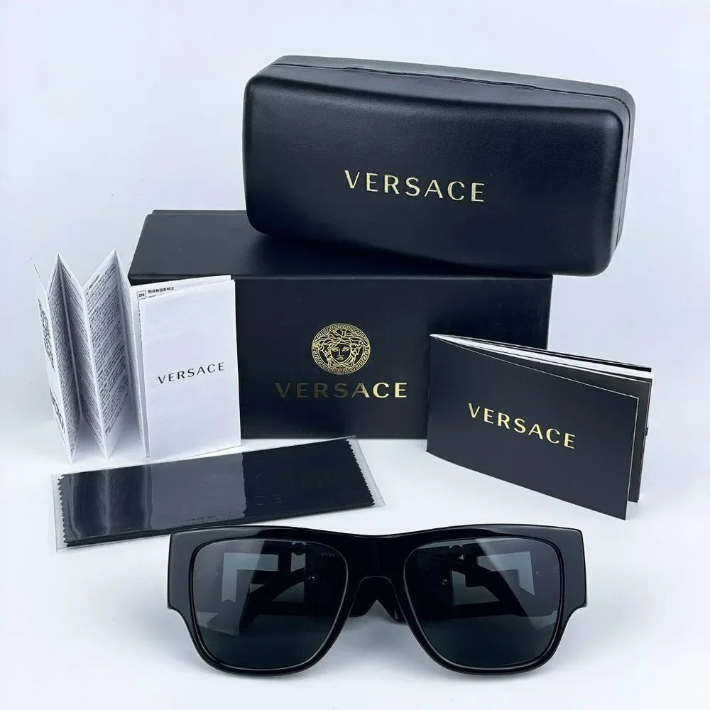 NEW Versace VE4403 GB1/87 Black Grey Square Unisex Sunglasses